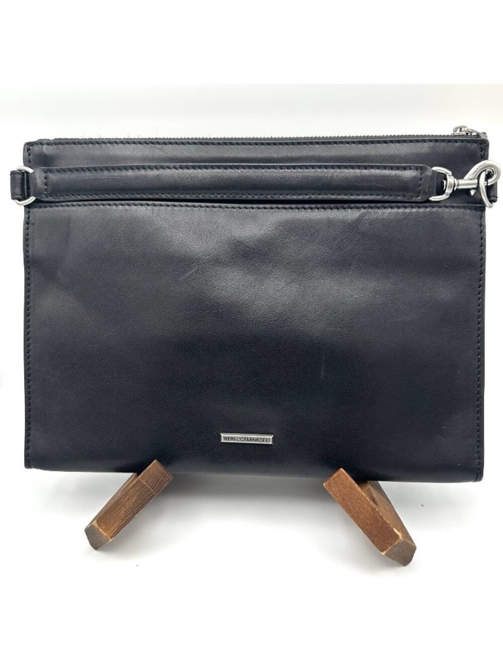 Rebecca Minkoff Black Leather Purse Bag Studded Travel Accessory Pouch Strap